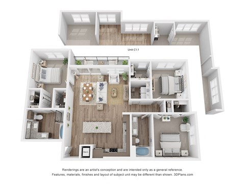 C1 Floor Plan at Aurora Watson Branch, Mansfield, TX, 76063